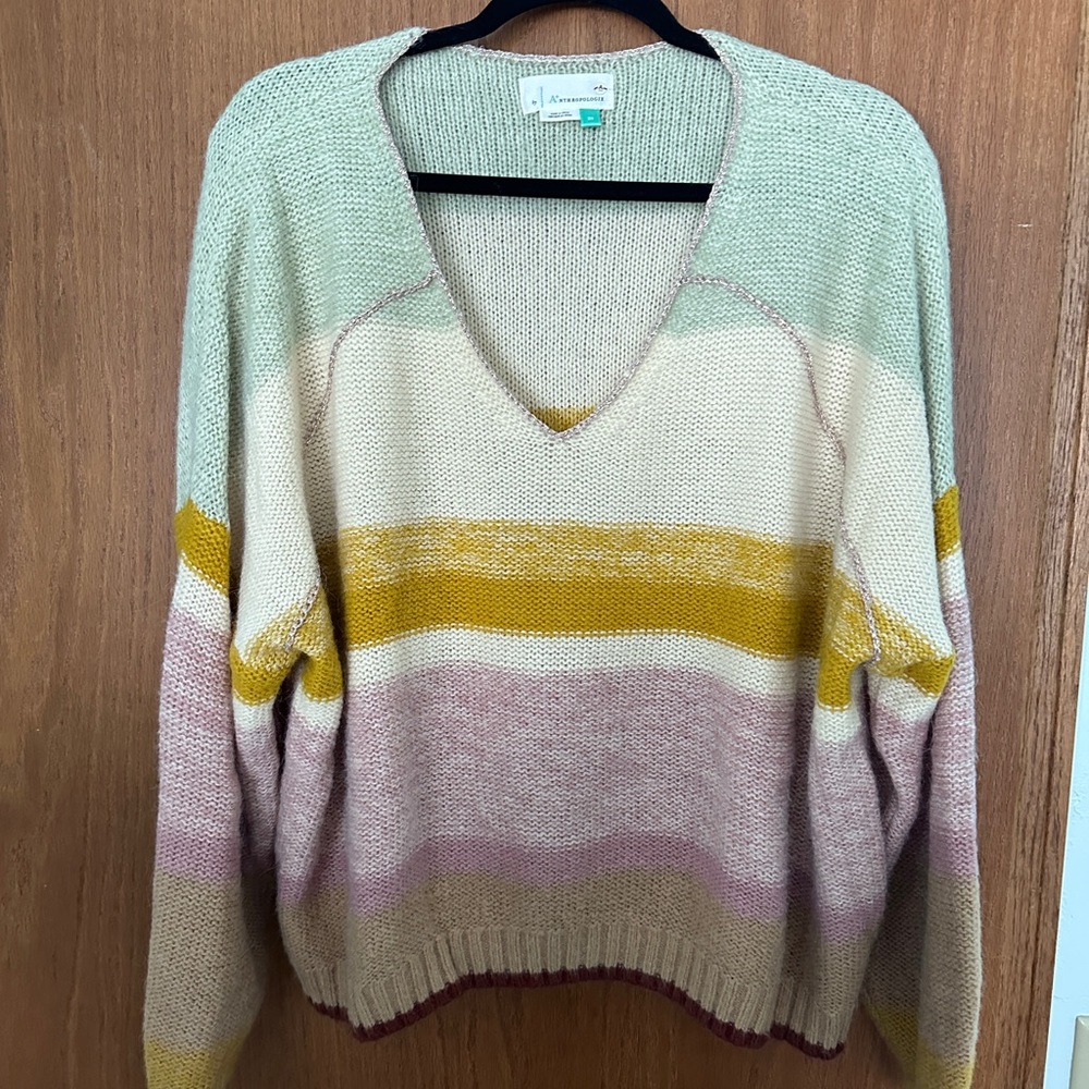 Anthropologie Striped Crew Neck Sweater